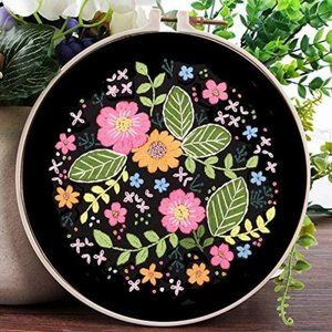 Floral Wreath Embroidery Kit for Beginners Colorful